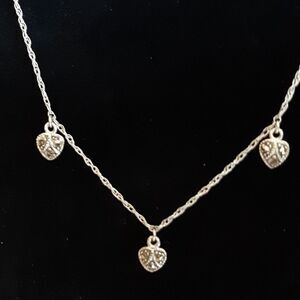 Sterling silver necklace with 3 small sterling hearts